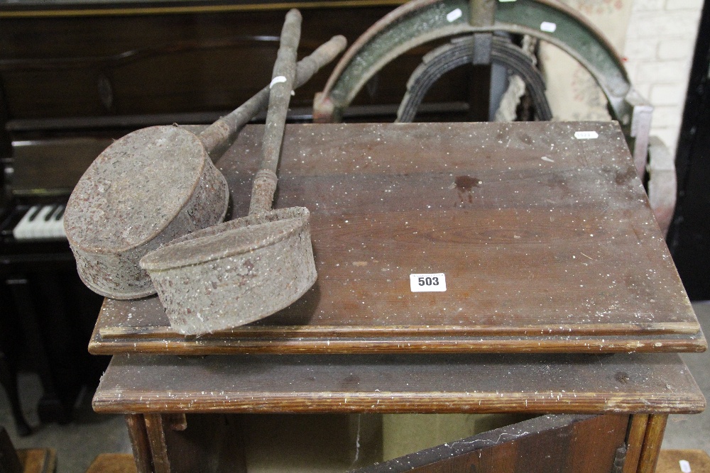 Two Church Collection Bowls Together With A Pine Cupboard