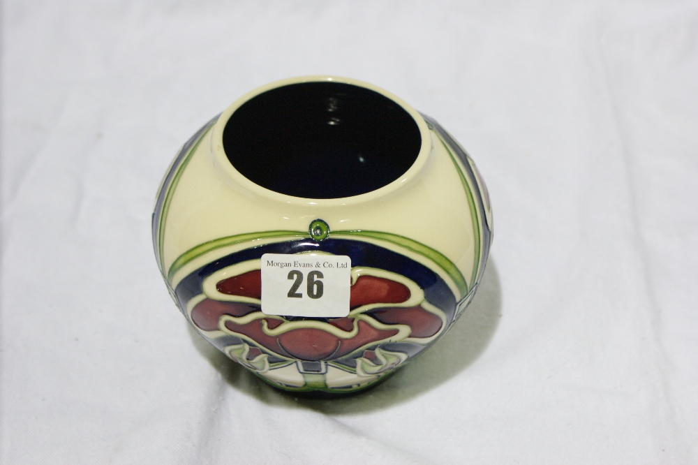 A 2012 Moorcroft Pottery Small Size Vase With Stylised Floral Decoration, Red Dot Mark, 5" High