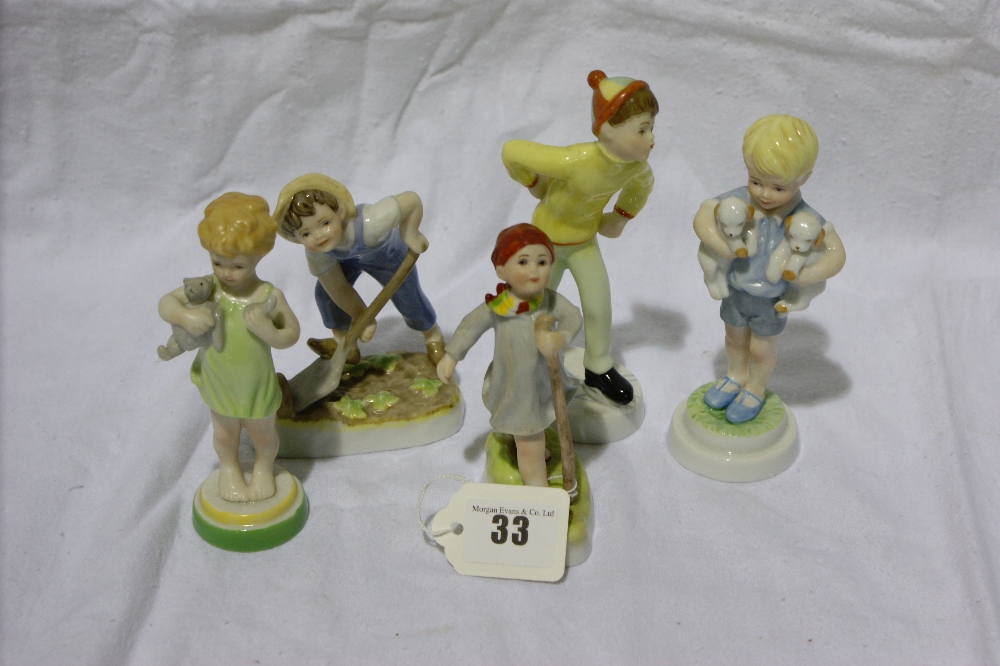 Five Royal Worcester Figures From The Days Of The Week Series