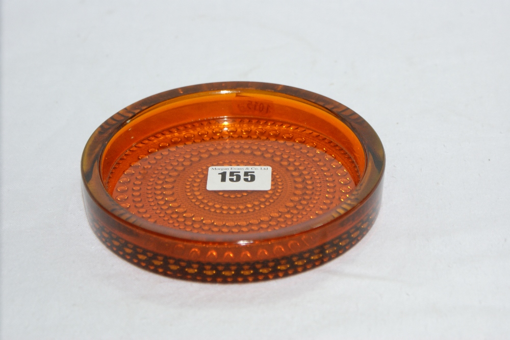 A Circular Orange Tinted Whitefriars Dish/Ashtray 6" Diameter