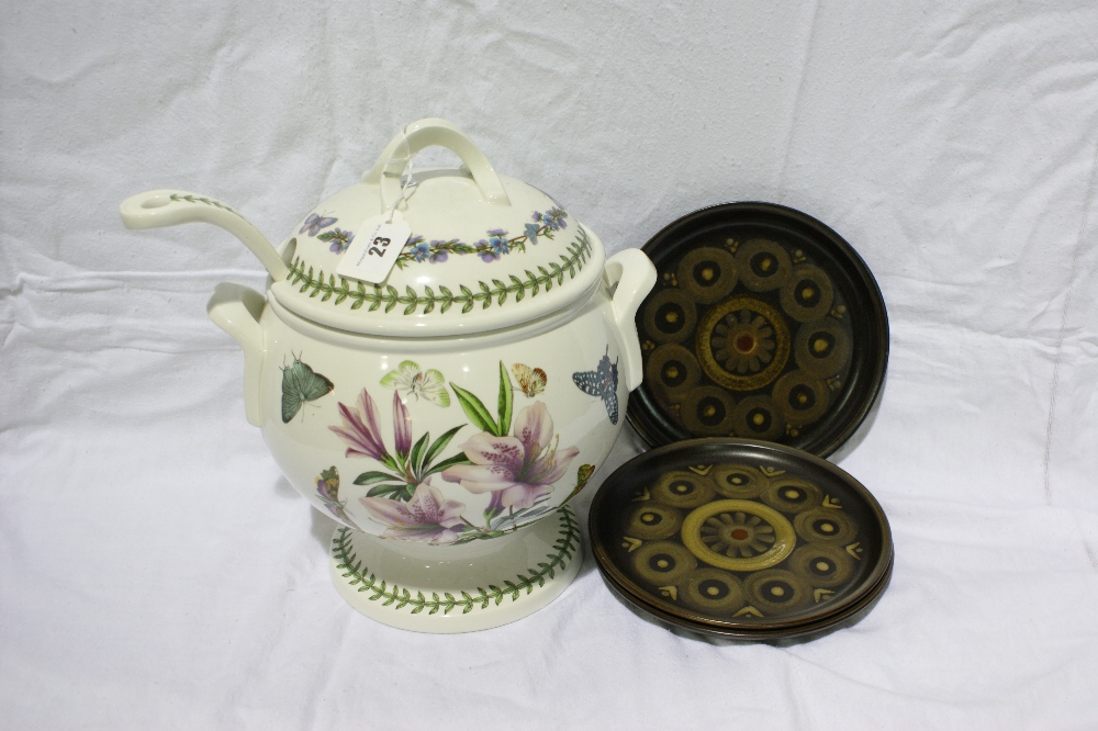 A Contemporary Portmeirion Pottery Botanic Garden Pattern Soup Tureen Cover And Ladle Together