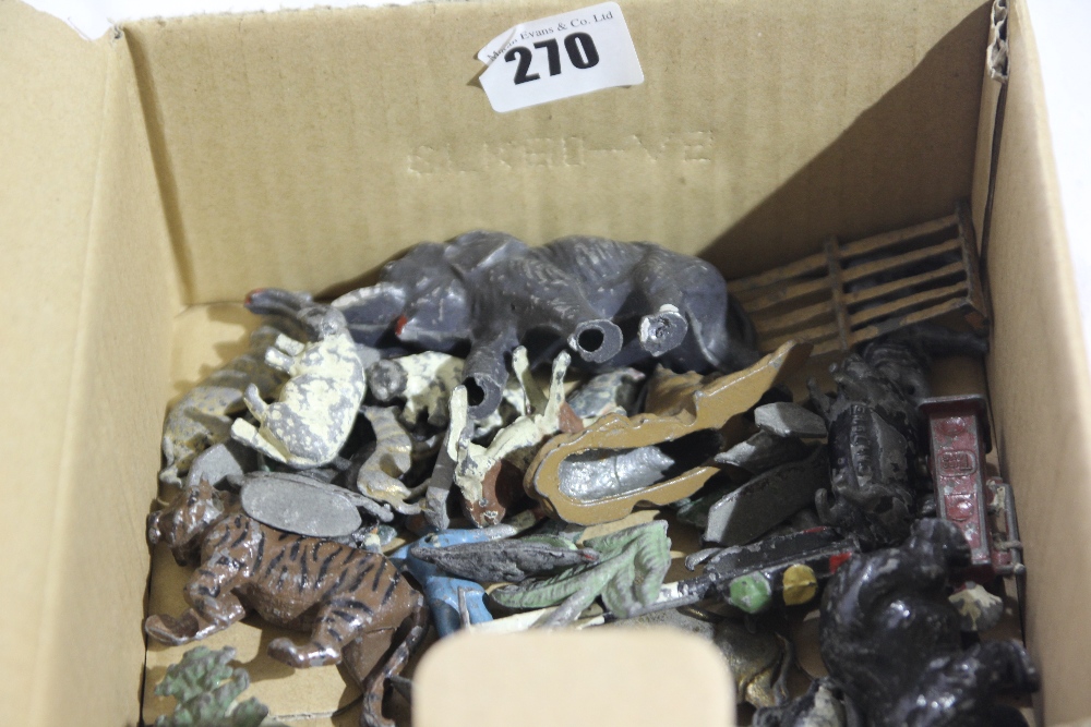 A Small Box Of Early 20th Century Painted Lead Farm And Zoo Animals