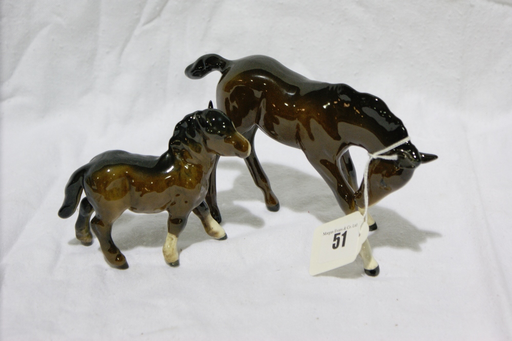 Two Beswick Brown Glazed Foals