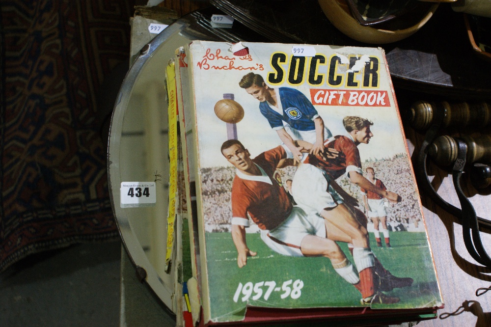 Three Vintage Soccer Annuals Together With A Wall Mirror Etc