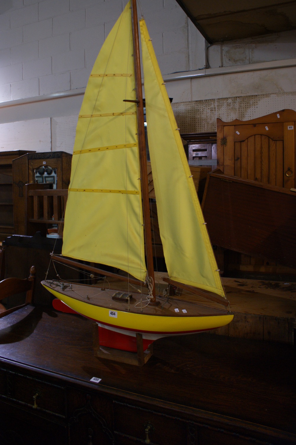 A Mid 20th Century Model Pond Yacht 30" Long