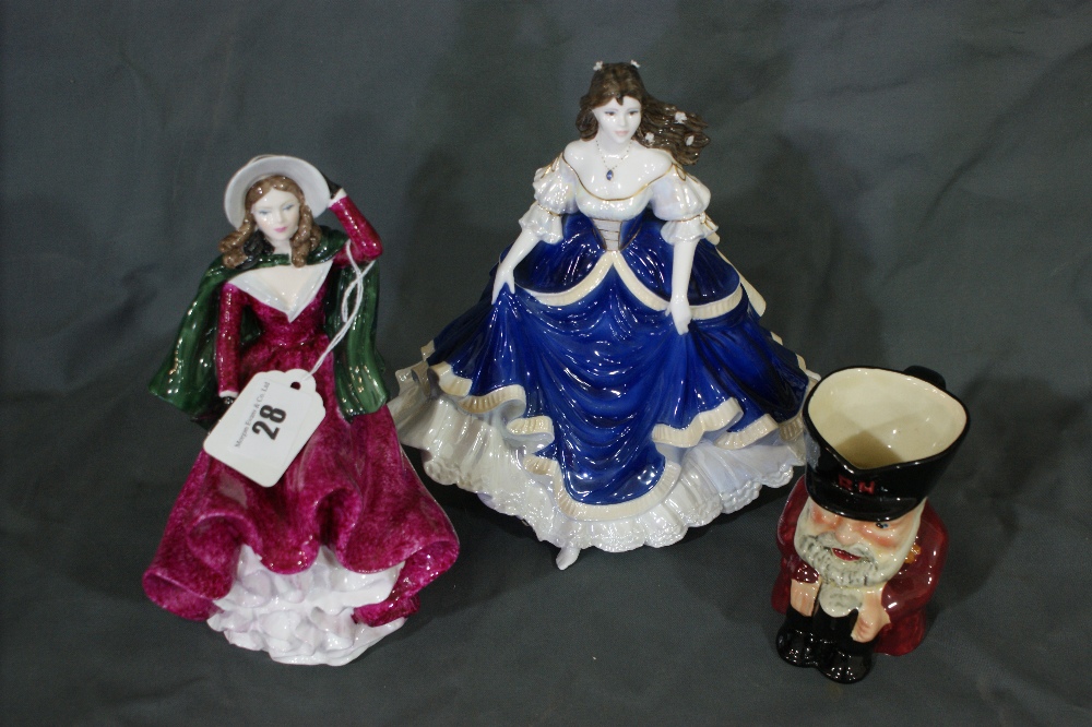 Two Coalport China Figures, Lorna And Winters Morn Together With A Crown Devon Chelsea Pensionier