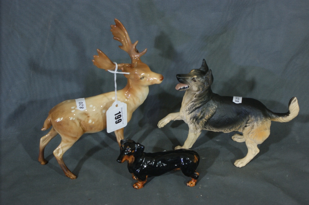 A Beswick Model Stag Together With A Royal Doulton Model Alsatian Etc (3)