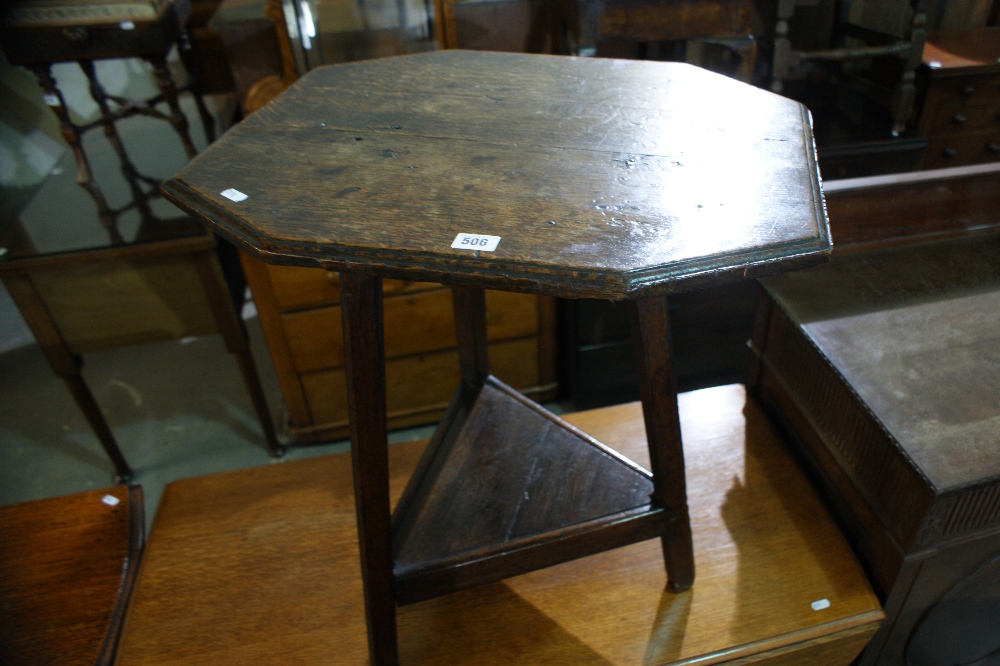 An Antique Oak Cricket Table On Square Supports