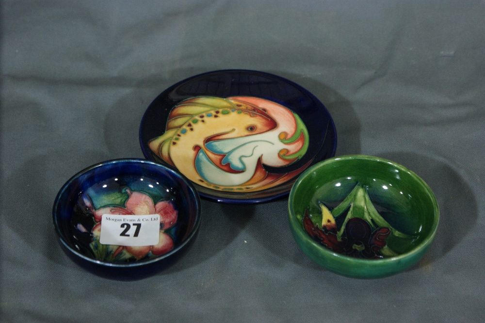 Three Small Sized Modern Moorcroft Pottery Circular Dishes