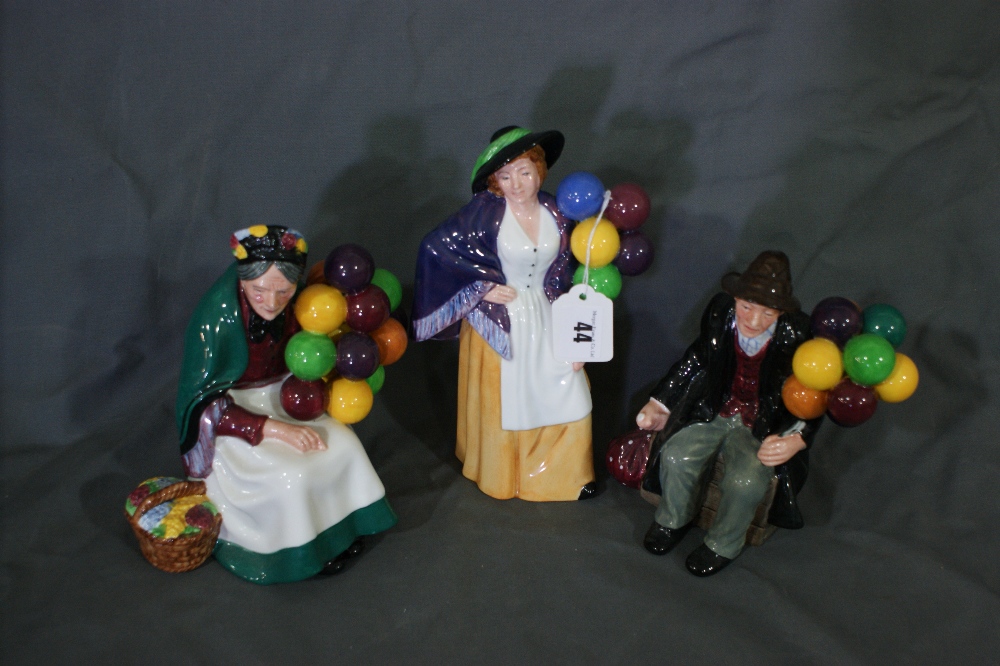 A Group Of Three Royal Doulton Figures, Balloon Lady, Balloon Man And The Old Balloon Seller