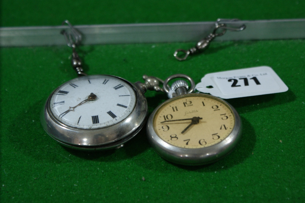 A Silver Encased Pair Cased Watch Together With A White Metal Pocket Watch