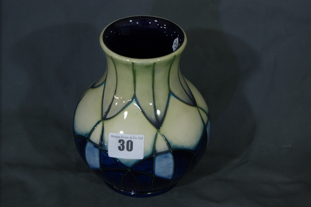 A Modern Moorcroft Bulbous Pottery Vase, Silver Line Mark