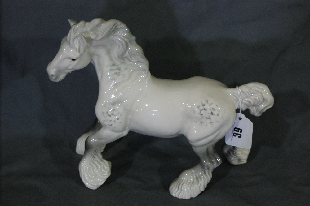 A Beswick Model Of A Cantering Shire By Arthur Gredington, Grey Gloss Finish