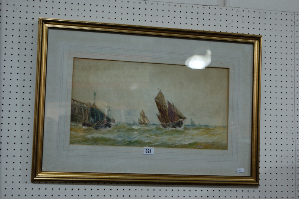 Attributed To Thomas Bush Hardy, Water Colour Study Of Sail Boats Entering A Harbour Indestinctly