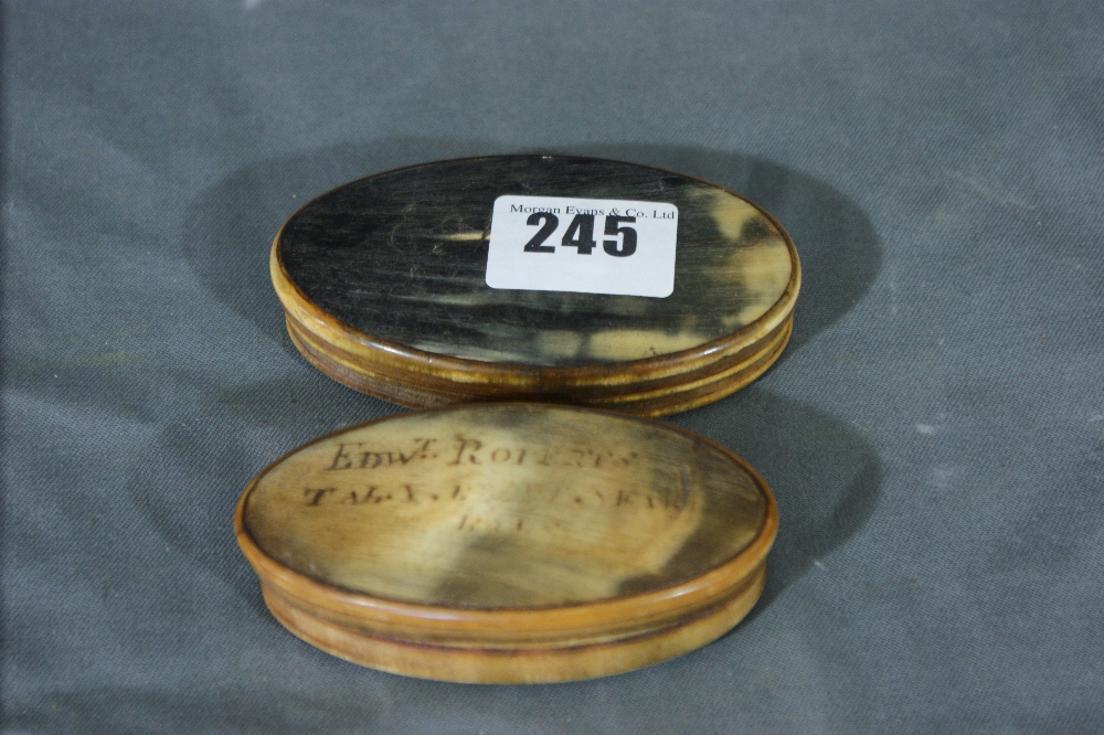 Two Welsh 19th Century Horn Tobacco Boxes