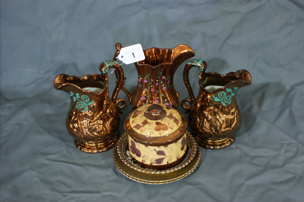 A Selection Of Copper Lustre Pottery (13)