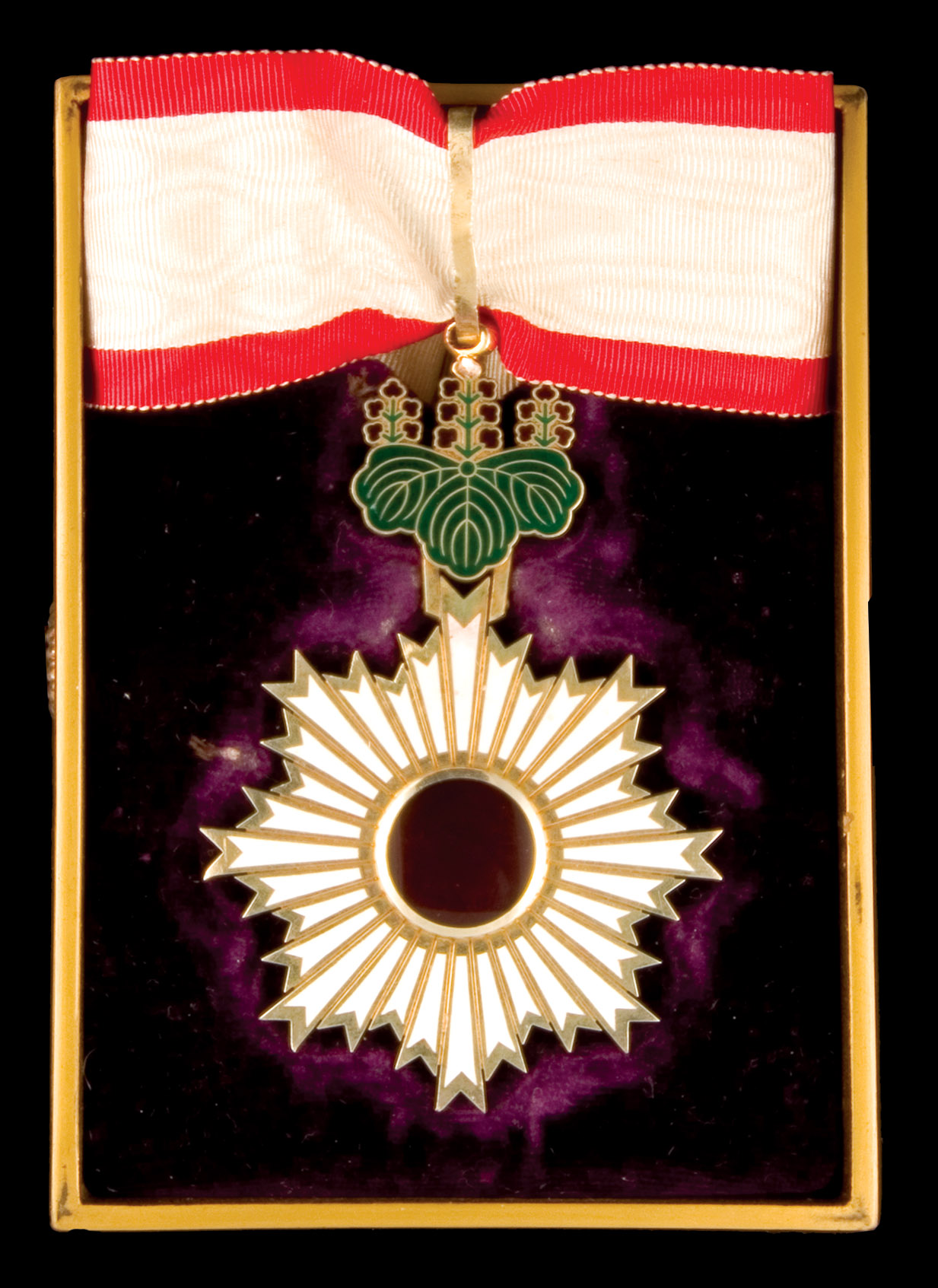 *Japan, Order of the Rising Sun, Third Class neck badge, in silver-gilt and enamels, with red ‘