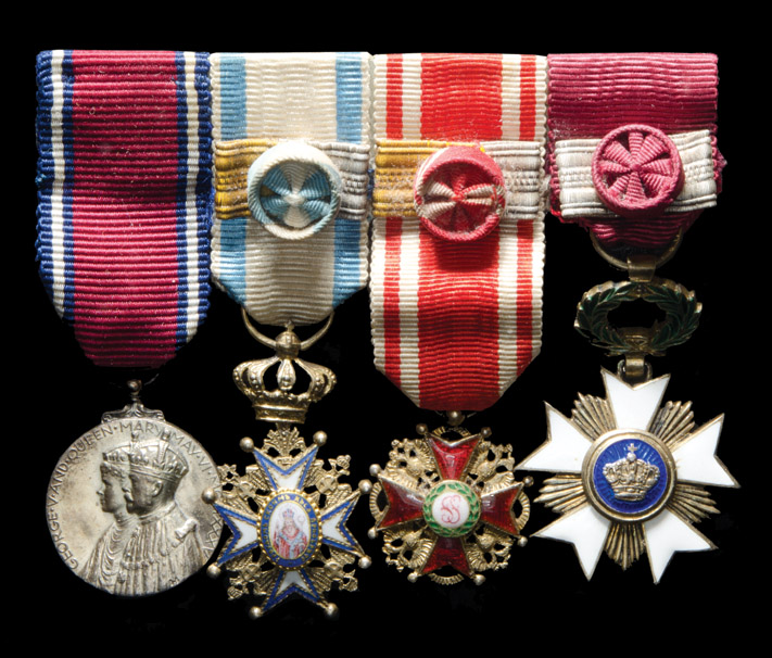 *Dress Miniatures worn by Sir Stanley Machin (4), Silver Jubilee 1935, SERBIA, Order of St. Sava,