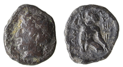 *Sicily, Naxos, hemidrachm, c. 420-403 BC, head of river god Assinos left, wearing ivy wreath, rev.,