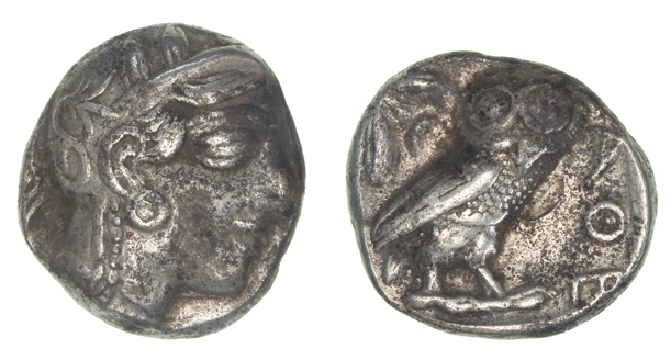 *Attica, Athens, tetradrachm, c. 430 BC, head of Athena right, wearing Attic helmet, rev., owl