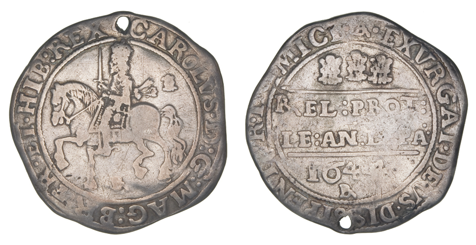 *Charles I, Bristol mint, halfcrown, 1644, i.m. Br monogram, Br monogram also below horseman and