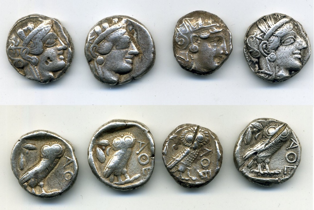 Attica, Athens, tetradrachms (4), after 430 BC, mainly of eastern style, two with test-cuts, one