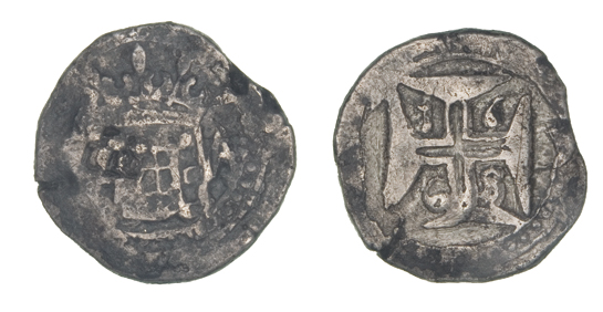 *Portuguese India, D. Afonso VI (1656-67), meio xerafim, 1665, Goa, crowned arms, rev., cross of the