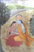 India – Krishna fine miniature showing Krishna with a female devotee^ framed and glazed approx