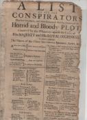 Charles II – The Rye House Plot rare group of printed documents relating to the Plot – the attempt