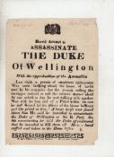 Duke of Wellington - ‘Horrid attempt to assassinate the Duke of Wellington’ scarce printed