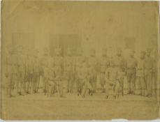 India photograph showing Sikh and Indian Soldiers c1890s^ somewhat faded but an early image. Measure