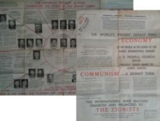 Ephemera – poster – Judaica anti-Semitic^ Anti-Zionist fold out poster. The World`s Present Deadly