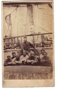 India – Sikh & Indian Sailors CDV. An early Carte de Visite photo showing Indians and a turbaned