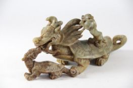 China Chinese jade sculpture of a mythical scene fine sculpture measuring approx 35cm by 16cm