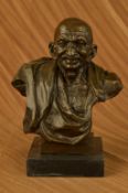 India – M K Gandhi – father of the Indian nation Fine Vintage Bronze Bust of Mahatma Gandhi. A