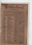 The ‘Holy Grail’ of Newspaper Collecting Britain’s First Official Newspaper – Oxford Gazette