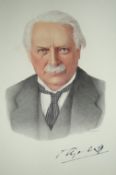 Autographs – Political David Lloyd George^ Prime Minister fine original watercolour portrait showing