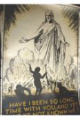 Ephemera- Poster – WWII – pacifist striking poster featuring a graphic of Christ standing over a