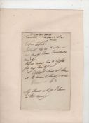 Duke of Wellington autograph letter unsigned to his manservant Christopher [Collins] written from