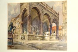 Hitler – the Berghof watercolour of the Felderrnhalle in Munich – where Hitler and his followers had