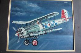 WWI – Air Aces – Rolls Royce an original painting in oils showing a British air ace of WWI flying