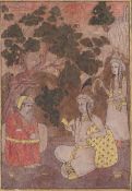 India – Persian watercolour of nobles 19th century. Framed – measures 17cm x 12cm