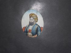 India portrait Dost Muhammed Khan c1860. Miniature portrait measures 6.5 by 5cm.
