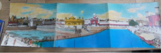 India – A large panoramic photograph of Golden Temple Kar Seva. A most unusual photograph of the