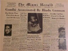 India – M K Gandhi – father of the Indian nation Gandhi Shot – 1948 Newspaper The Miami Herald