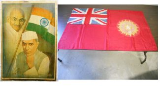 India – M K Gandhi – father of the Indian nation Important rare early flag of India – Pre