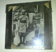 India – Glass slide of Indian troop with Lord Roberts. A late 19th century glass lantern slide