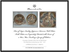 Japan a pair of Japanese Satsuma wall plates both exquisitely painted with scenes of a wise man