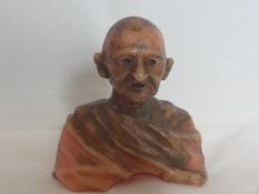 India – M K Gandhi – father of the Indian nation – Wax bust of Gandhi c1930s. English School.