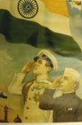 India – Nehru poster depicting Nehru with Mountbatten saluting the new Indian flag of presumably